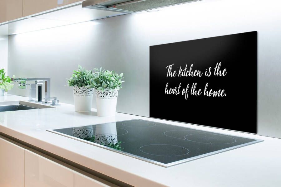 KitchenYeah Spatscherm Keuken Kookplaat Achterwand Spatwand Fornuis 60x40 cm Spreuken Koken Thuis The kitchen is the heart of the home Quotes Aluminium Wanddecoratie Muurbeschermer Hittebestendig