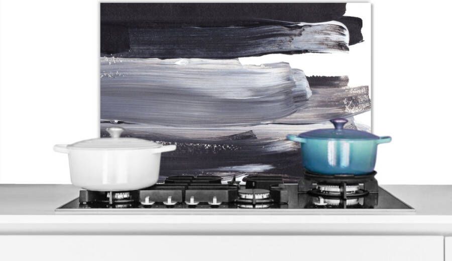 KitchenYeah Spatscherm Keuken Kookplaat Achterwand Spatwand Fornuis 60x40 cm Verf Zwart Design Aluminium Wanddecoratie Muurbeschermer Hittebestendig - Foto 1