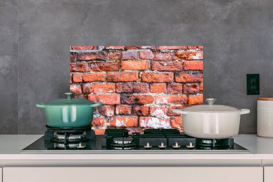 KitchenYeah Spatscherm Keuken Kookplaat Achterwand Spatwand Fornuis 70x50 cm Metselen Muur Baksteen Aluminium Wanddecoratie Muurbeschermer Hittebestendig