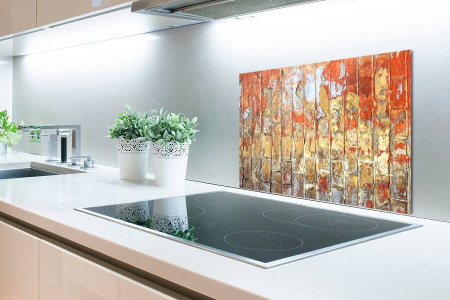 KitchenYeah Spatscherm Keuken Kookplaat Achterwand Spatwand Fornuis 70x50 cm Muur Verf Baksteen Aluminium Wanddecoratie Muurbeschermer Hittebestendig