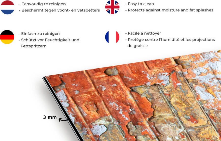 KitchenYeah Spatscherm Keuken Kookplaat Achterwand Spatwand Fornuis 80x55 cm Muur Verf Baksteen Aluminium Wanddecoratie Muurbeschermer Hittebestendig