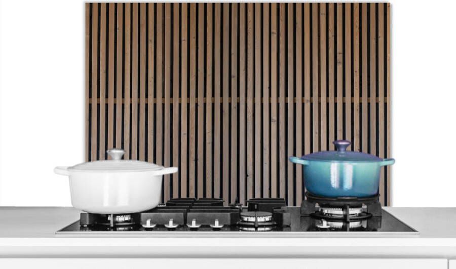 KitchenYeah Spatscherm Keuken Kookplaat Achterwand Spatwand Fornuis 90x60 cm Vintage Hout Design Structuur Aluminium Wanddecoratie Muurbeschermer Hittebestendig - Foto 2