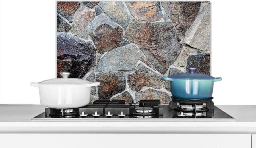 KitchenYeah Spatscherm Koken Grind Keien Keuken achterwand Natuursteen Aarde Steen Spatwand 60x40 cm
