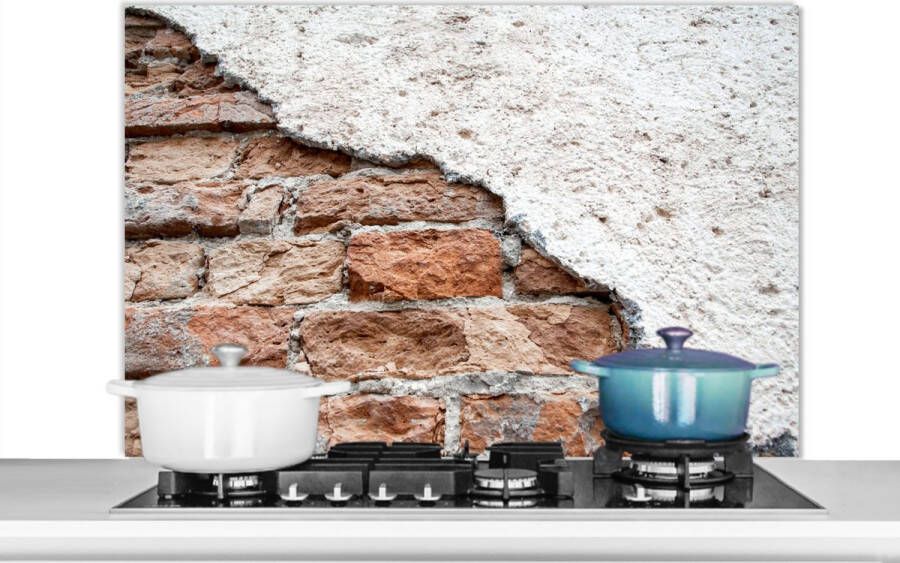 KitchenYeah Spatscherm Spatwand- Muur Stenen Gips Baksteen Koken Keuken achterwand 100x65 cm