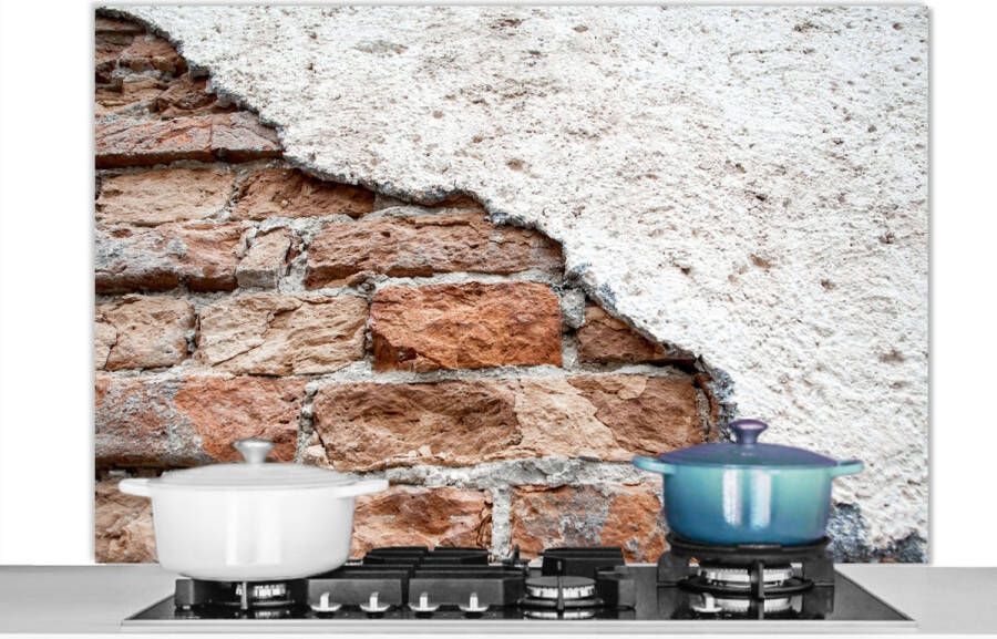 KitchenYeah Spatscherm Spatwand- Muur Stenen Gips Baksteen Koken Keuken achterwand 120x80 cm