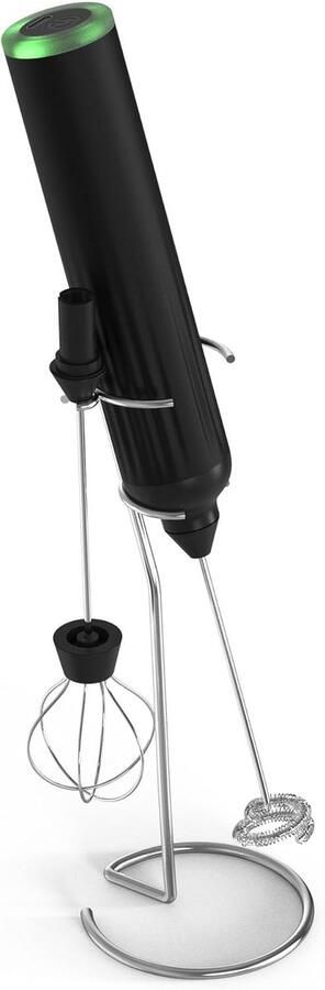 Kivora B.V. Draagbare elektrische melkschuimer met 2 mengkoppen 3 snelheidsstanden compact model voor cappuccino frappuccino matcha en warme chocolademelk type KT51 zwart Q-KT51 Zwart