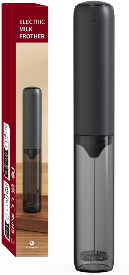 Kivora B.V. Oplaadbare elektrische melkschuimer draadloze handschuimer elektrische mixer met dubbele spiraalklopper draagbare mixer voor koffie latte cappuccino matcha en cocktails zwart