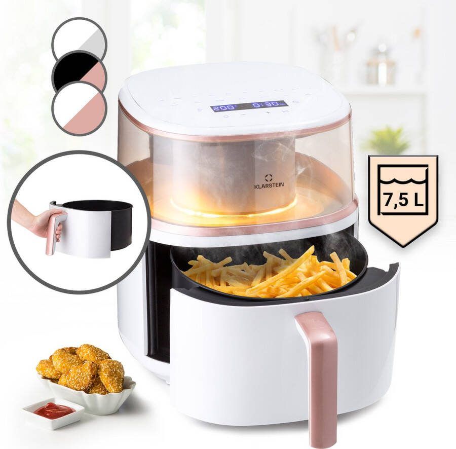 Klarstein Heißluftfriteuse XL Air Fryer zum Frittieren Friteuse met Dampffunktion Temperaturwahl en 16 Programme Airfryer zum Luftfritieren Heißluftfriteuse zonder Öl 1500 W 7 5 Liter – geschikt voor thuisfitness en sportschoolgebruik duurzame - Foto 2