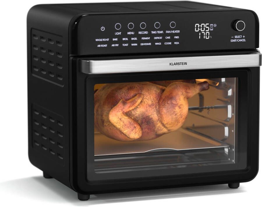 Klarstein Air Glaze Digital Heteluchtfriteuse Air fryer 2100 W 16 Programma's App 34 Liter Incl. Accessoireset Zwart