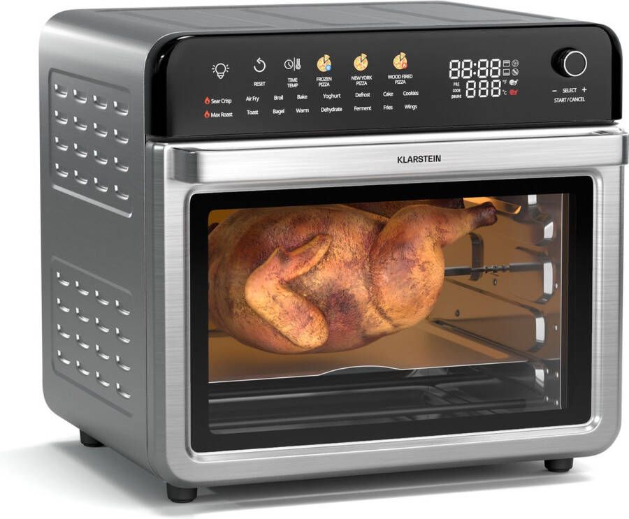Klarstein Air Glaze Digital Heteluchtfriteuse Air fryer 2200 W 19 Programma's Inclusief vaatwasserbestendige accessoires Roestvrij staal