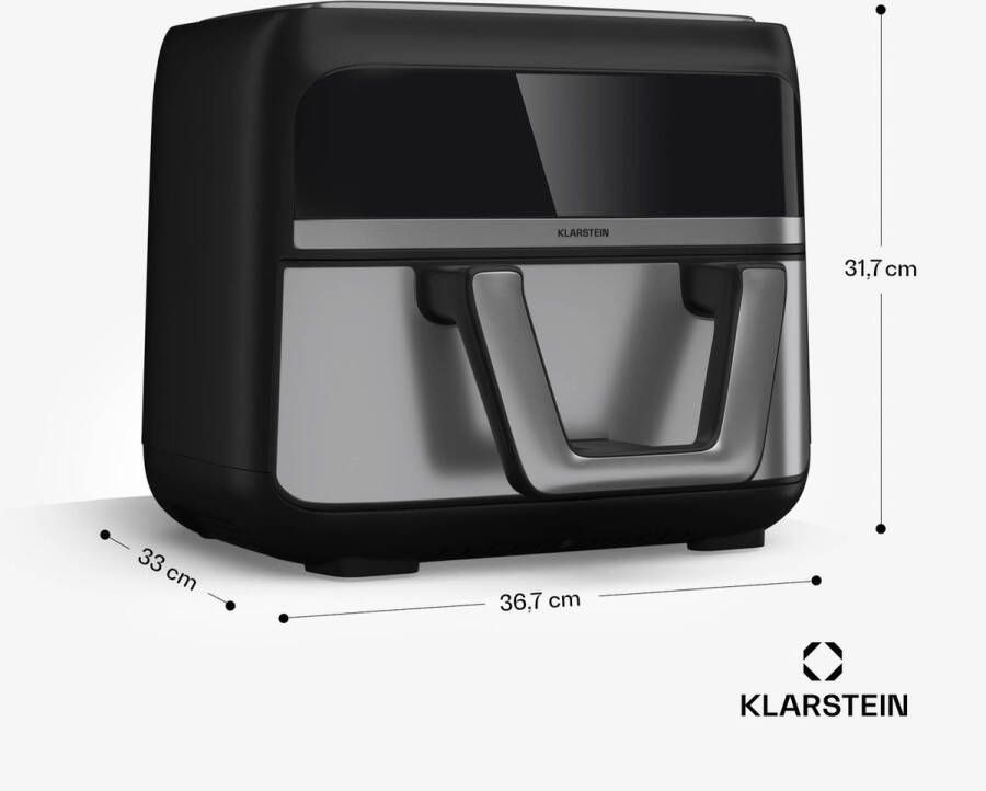 Klarstein Heteluchtfriteuse Airfryer Met 2 Kamers 2850 W 9 Liter Touch bediening Timer Voorverwarmen 6 Modi Grote Heteluchtfriteuse Air Fryer XL Zwart - Foto 4
