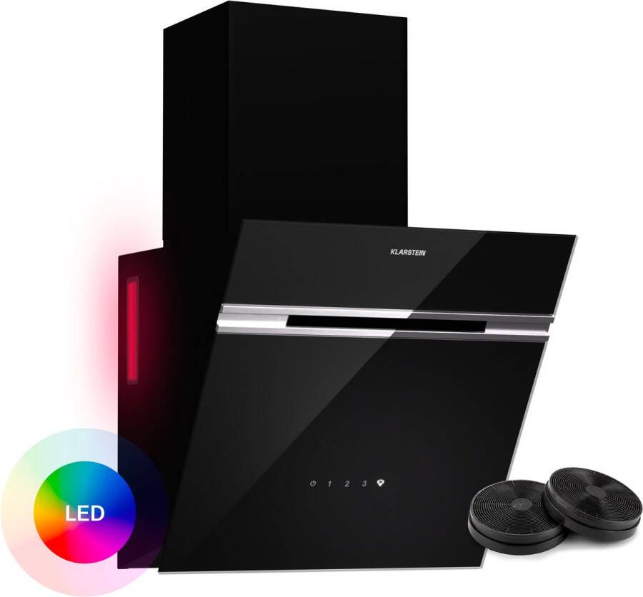 Klarstein Alina Afzuigkap 570 m³ h Afzuigkap Touch Control A-Energie-efficiëntie LED-verlichting Stil 54 dB Afvoer & Recirculatie 39 8x114x37 6 cm Zwart