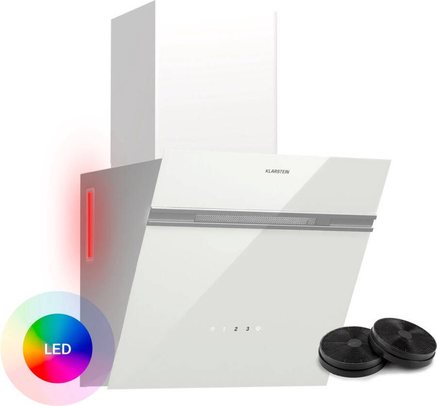 Klarstein Alina Afzuigkap 570 m³ h Afzuigkap Touch Control A-Energie-efficiëntie LED-verlichting Stil 54 dB Afvoer & Recirculatie 39 8x114x37 6 cm Wit