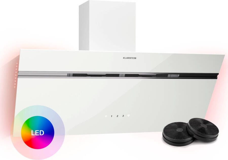 Klarstein Alina Afzuigkap 80cm Afzuigkap 600 m³ h Luchtstroom A-Energie-efficiëntie Touch Control LED-verlichting Stil 69 dB Afvoer & Recirculatie Wit