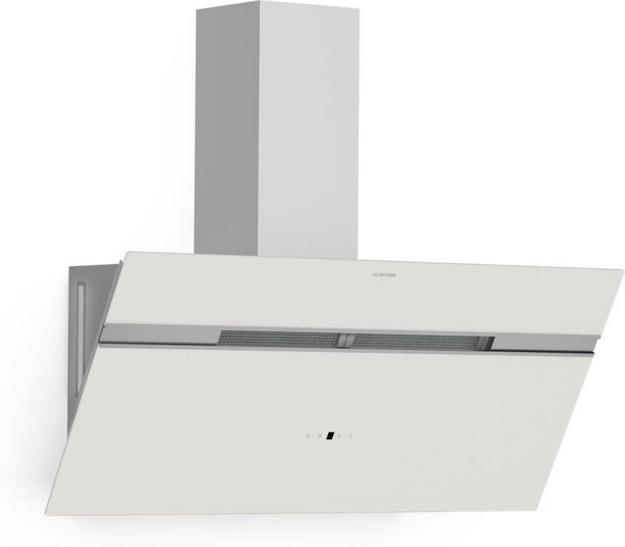 Klarstein Alina Afzuigkap 90cm Slimme Bediening 615 m³ h Luchtstroom A-Energie-efficiëntie LED-verlichting Stil 54 dB Zwart Afvoer & Recirculatie Inclusief Koolstoffilters Wit