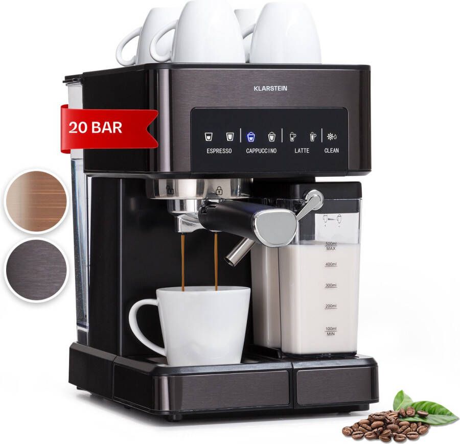 Klarstein Koffiemachine Arabica Comfort portafiltermachine 1350 watt 20 bar 1 8 liter touch control Espressomachine Stoompijpje LED RVS Coffee Machine Koffieautomaat - Foto 2