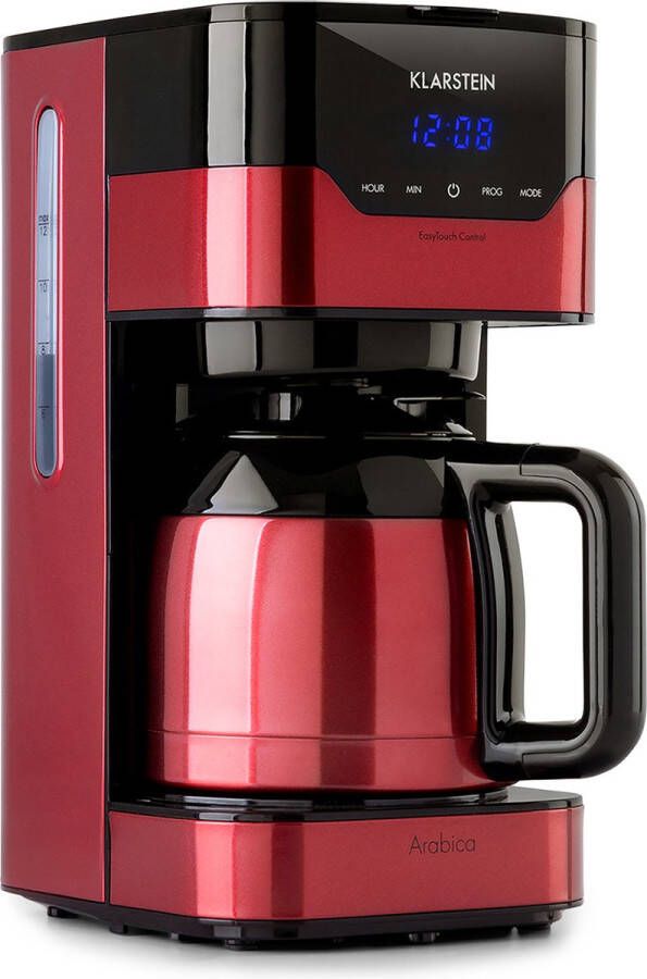 Klarstein Arabica koffiezetapparaat Filter koffiemachine Met thermoskan Voor gemalen koffie Met EasyTouch Control Watertank 1 2 liter 12 kopjes Rood - Foto 1