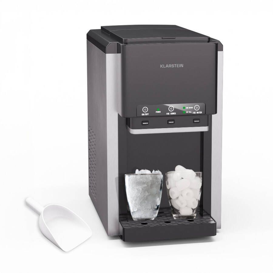 Klarstein ArcticBlend 3-in-1 Ice Maker Ijsblokjesmachine 20 kg 24h 6 Liter Water dispense Zwart