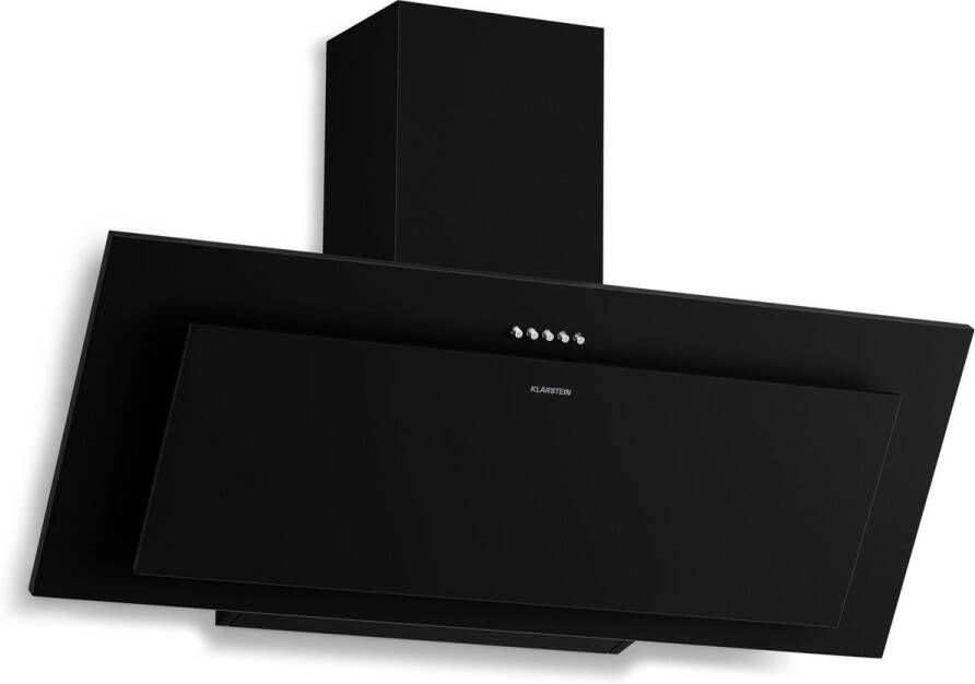 Klarstein Athena schuine afzuigkap 90 cm 404 m³ u luchtstroom A+++ energie ledverlichting 3 snelheden stil recirculatie en afzuiging vaatwasmachinebestendig filter moderne afzuigkap zwart