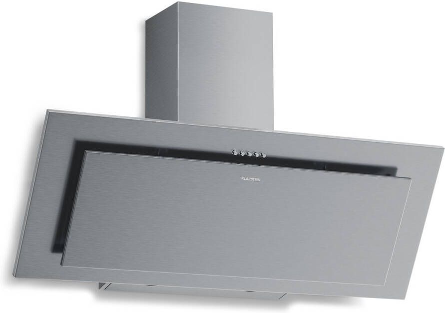 Klarstein Athena schuine afzuigkap 90 cm 404 m³ u luchtstroom A+++ energie ledverlichting 3 snelheden stil recirculatie en afzuiging vaatwasmachinebestendig filter moderne afzuigkap roestvrij staal