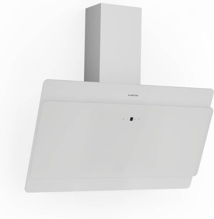 Klarstein Afzuigkap Schuine afzuigkap Stille afzuigkap met filter Wandkap met 3 standen Afvoer-afzuigkap 90 cm 607 m³ u 165 W Wit