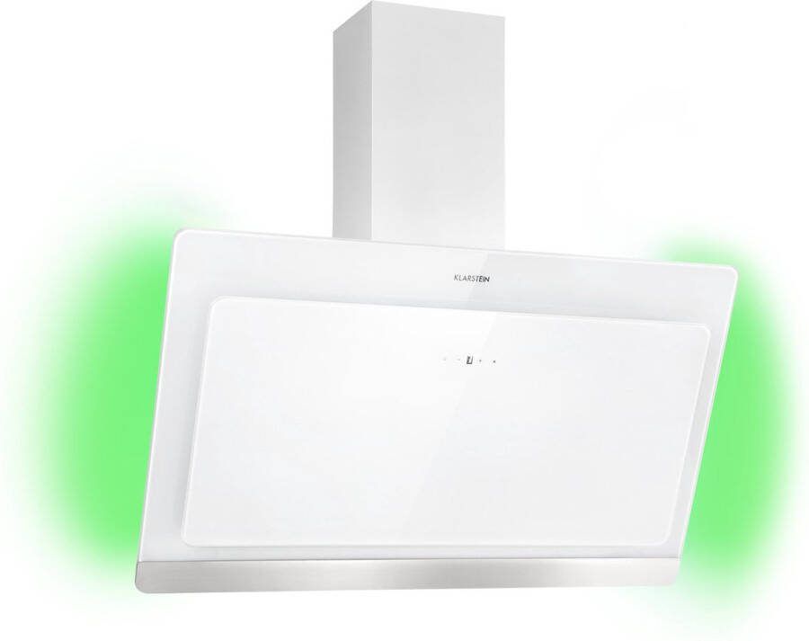 Klarstein Kookplaat Aurora Eco 90 Afzuigkap 550 M³ H 90 Cm Breed Hoofdvrij Sfeerlicht EEC A Wit 75 cm voor Keuken glas Kookveld Cooktop Hob