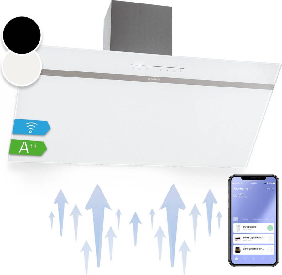 Klarstein Ava 90 Afzuigkap 90 Cm Breed Wandkap Wifi A++ 515 M³ H Touch Bediening Wit - Foto 2