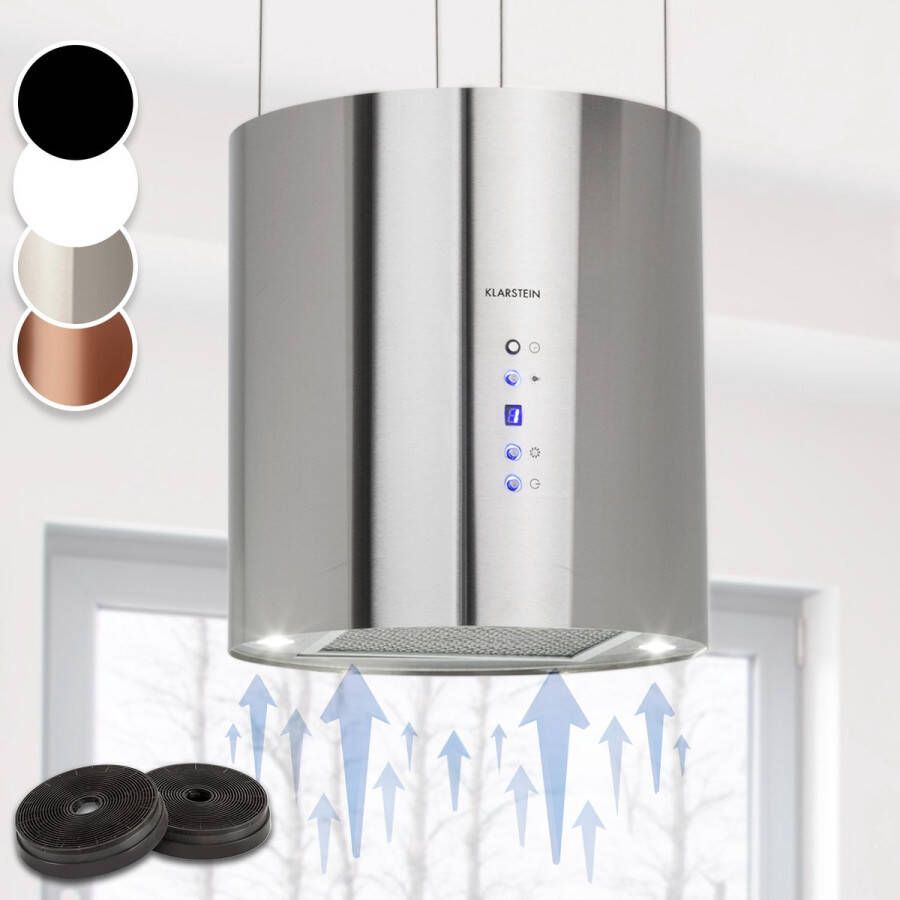 Klarstein Barett Afzuigkap Eilandschouw Eiland Afzuigkap 190 W Recirculatiesysteem Met 3 Standen Recirculatievermogen: 558 M³ H LED-Verlichting Fornuisverlichting: 2 X 1 W Zilver