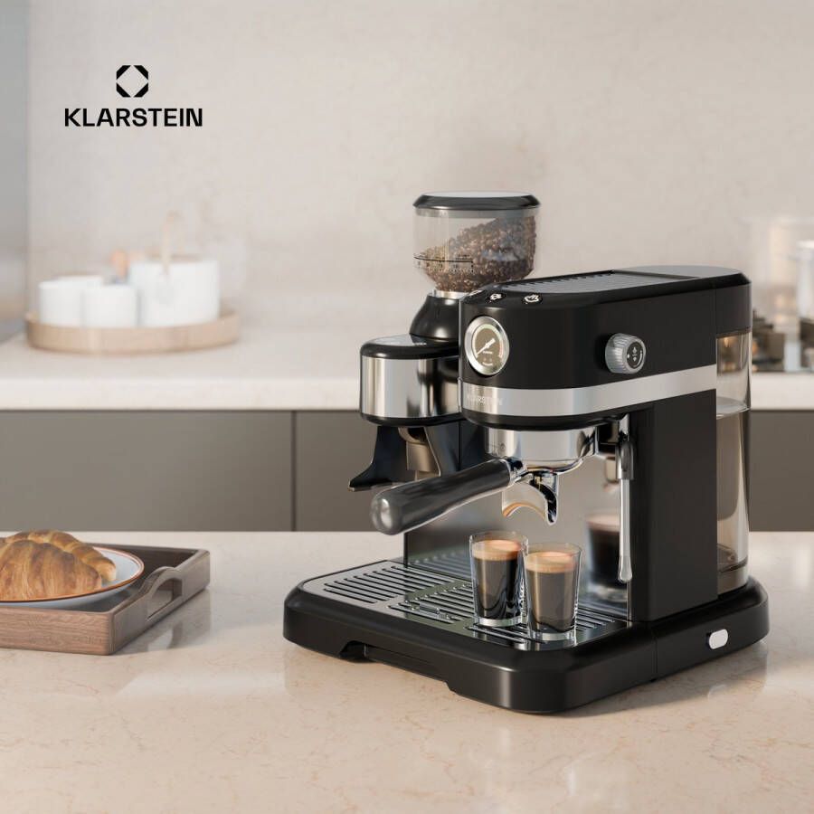 Klarstein Bella Café espressomachine vintage maalwerk 19 bar melkschuim drukmeter 1150 W