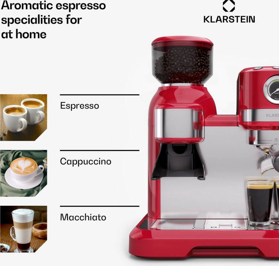 Klarstein Bella Café espressomachine vintage maalwerk 19 bar melkschuim drukmeter 1150 W