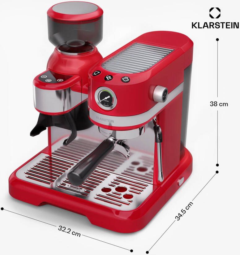 Klarstein Bella Café espressomachine vintage maalwerk 19 bar melkschuim drukmeter 1150 W