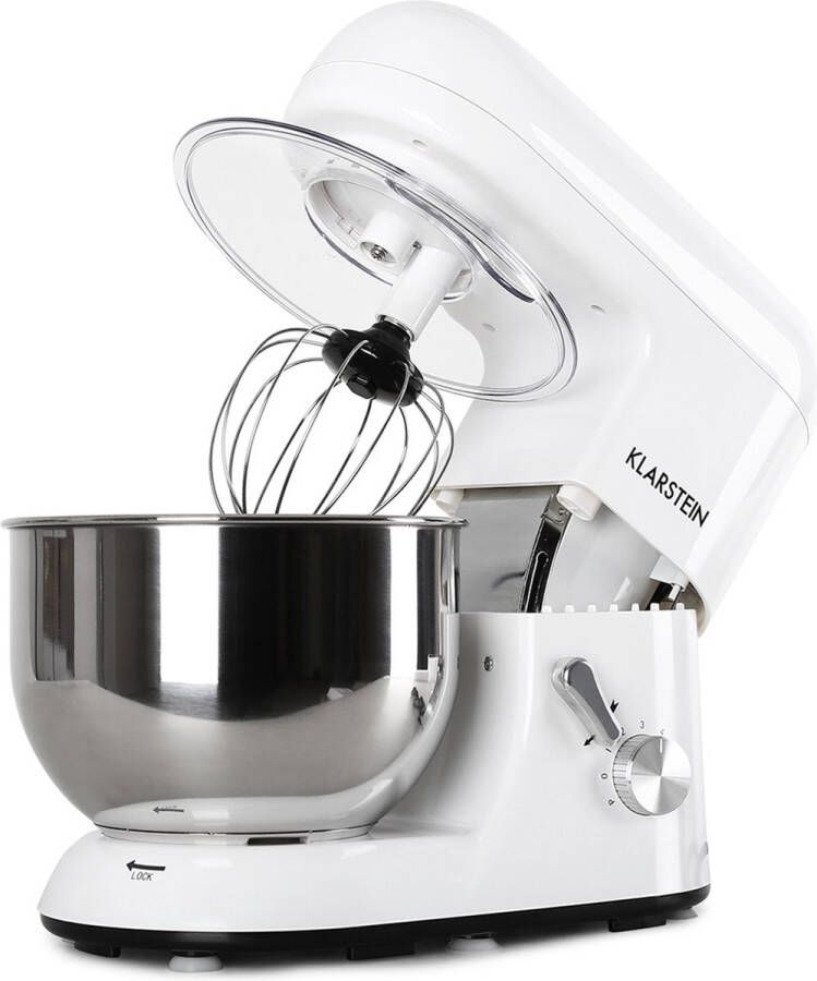 Klarstein Bella Elegance Keukenmachine Mixer 1800 W 6 Vermogensstanden Pulse Functie Planetair Mengsysteem 5 L Roestvrijstalen Kom 3-Delig Accessoires: Deeg- & Kneedhaak Garde Applicaties Roestvrij Staal Zonder BPA Crème - Foto 2