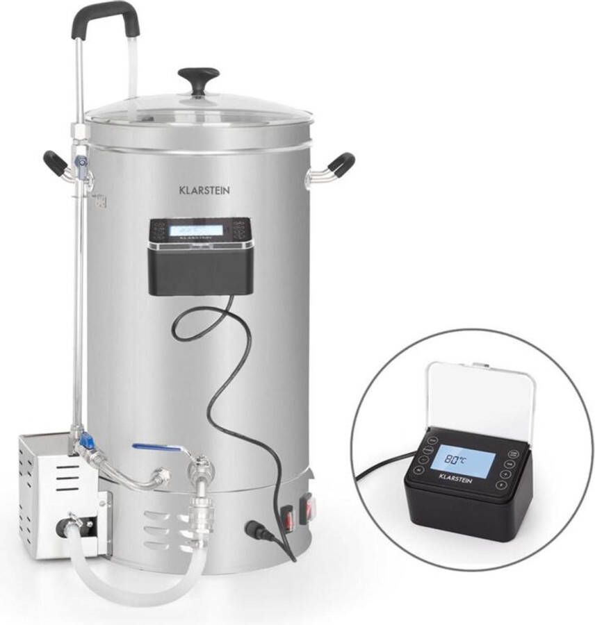 Klarstein Brauheld Pro Maischketel Bierbrouwinstallatie 30L 410 x 360 x 410 cm 2500W Inclusief 30-100°C Circulatiepomp RVS