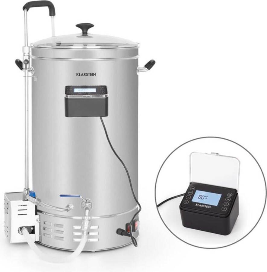 Klarstein Bierbrauset Bierbrauanlage Maischekessel zum Bier Brauen Bier Selbstbrauset Selber Bier Brauen Set Braukessel Umwälzpumpe Touch Panel Timer Edelstahl 2500 Watt Gärbehälter 35 L – geschikt voor thuisfitness en sportschoolgebruik d