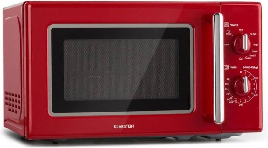 Klarstein Caroline magnetron grill 20 liter 700 W magnetron 1000 W grill draaiplateau Ø 25 5cm QuickSelect retro design