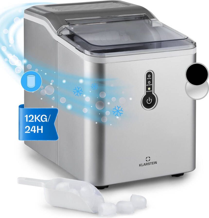 Klarstein Chillout ijsblokjesmachine kogelijs 12kg 24h watertank: 1 5 L zilver - Foto 1