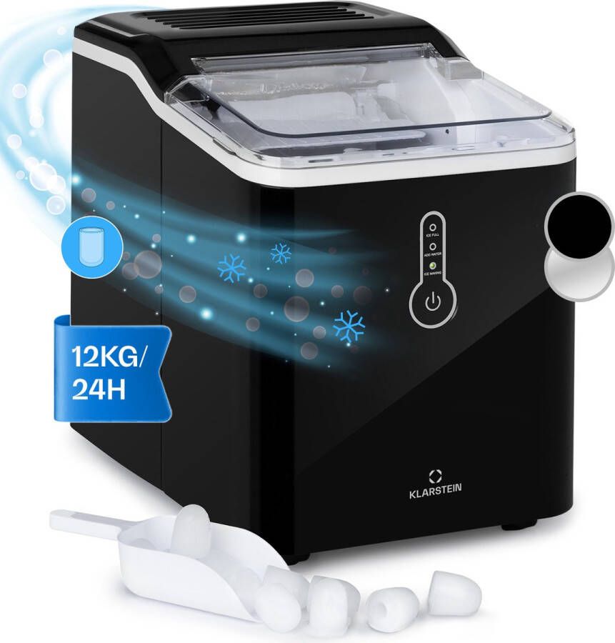 Klarstein Chillout Ijsblokjesmachine Kogelijs 12Kg 24H Watertank: 1 5 Liter Zwart