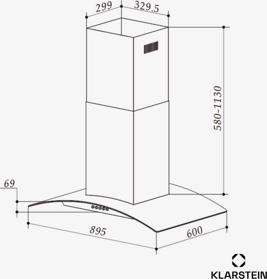 Klarstein Colette Afzuigkap 90 cm breed 600m³ h EEK A RVS Zilver