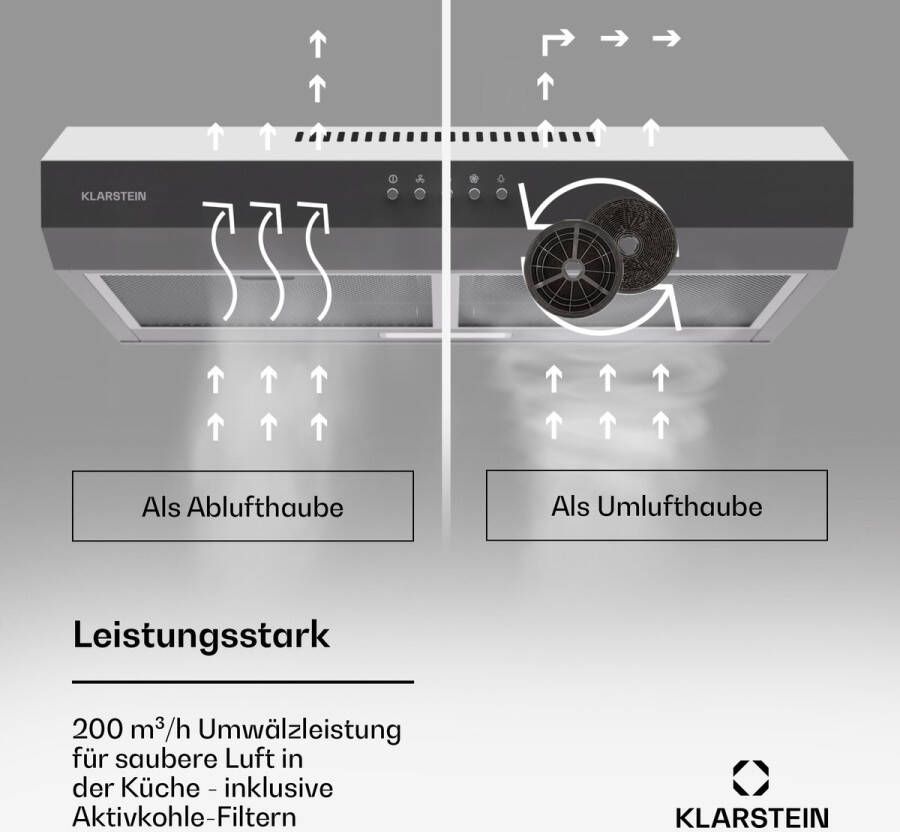 Klarstein Contempo 60 Afzuigkap Onderbouw 60 cm Zilver - Foto 1