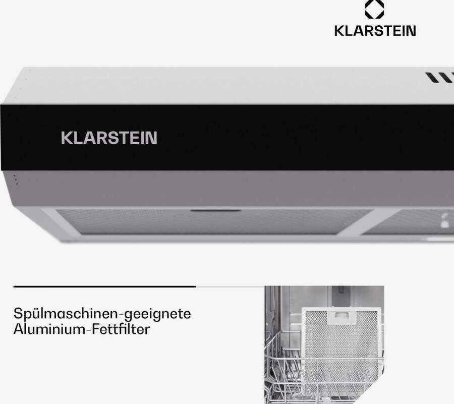 Klarstein Contempo 90 Afzuigkap Onderbouw 90 cm Zilver