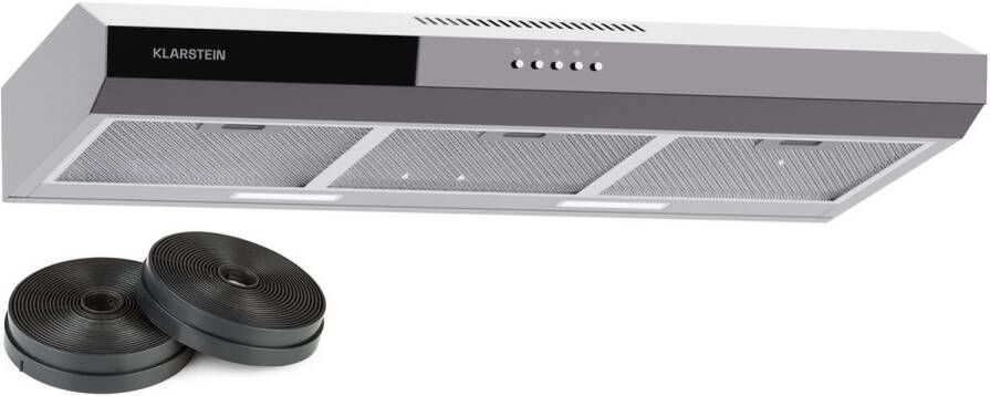 Klarstein afzuigkap 90 cm afzuigkap met afvoersysteem en vaatwasserbestendig filter van aluminium rustige afzuigkap voor afvoersysteem 200 m³ h debiet efficiënte wandkap met leds en touch control voor Keuken Recirculatie Koolstoffilter - Foto 3