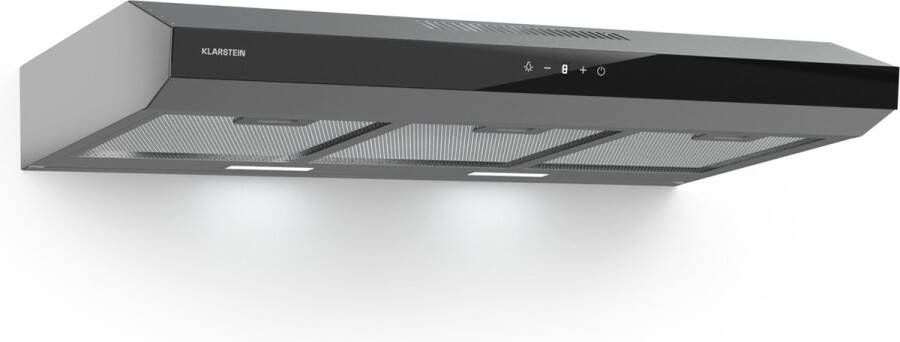 Klarstein Dunstabzugshaube Abluft Dunstabzugshaube 90cm Dunstabzug met Filter Spülmaschinenfest LEDs & Touch Bedienfeld Leise Abzugshaube met 175 m³ h Luftstrom Effizienter Edelstahl Dunstabzug – geschikt voor thuisfitness en sportschoolgebruik