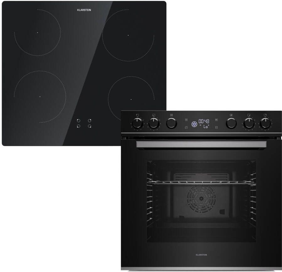 Klarstein ControlSync Oven met Inductiekookplaat – 72L inbouwoven 9 kookfuncties digitale timer kinderslot kookplaat met 4 zones en booster zwart glas energieklasse A