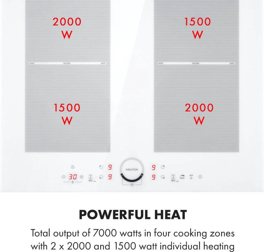 Klarstein Delicatessa 60 inbouw inductiekookplaat 4 zones 7000W glaskeramiek - Foto 2