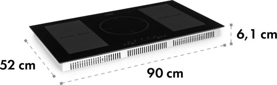 Klarstein Delicatessa 90 Flex- Inbouw Kookplaat Inductie 5 Kookzones 7400W Minimaal Energieverbruik Glaskeramische Kookplaat Onderhoudsvriendelijk Flexibele Kookplaten Slider-Functie Krachtig Elegant Design Zwart - Foto 3