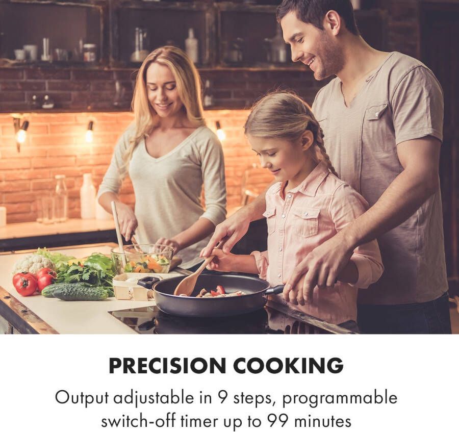 Klarstein Delicatessa 90 Slim Inductie Kookplaat Inbouw 4 Kookzones Touch Bedieningspaneel 9 Standen 7000W Gemakkelijke Bediening Overhittingsbescherming Kinderbeveiliging Flexibele Kookplaten Kookvelden Van 18cm Zwart