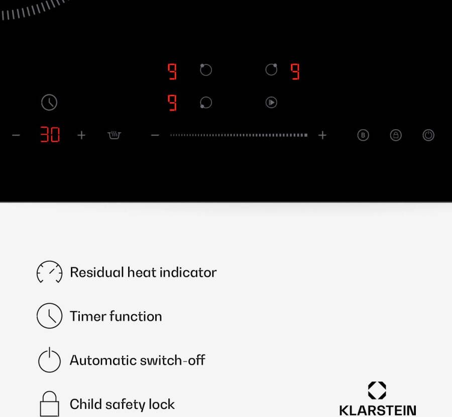 Klarstein Delicatessa inductiekookplaat – 3-zone inductiekookplaat 8 1 kW boost paellazone 32 cm schuifregelaar & timer kinderslot VTC-glas 60 cm breedte