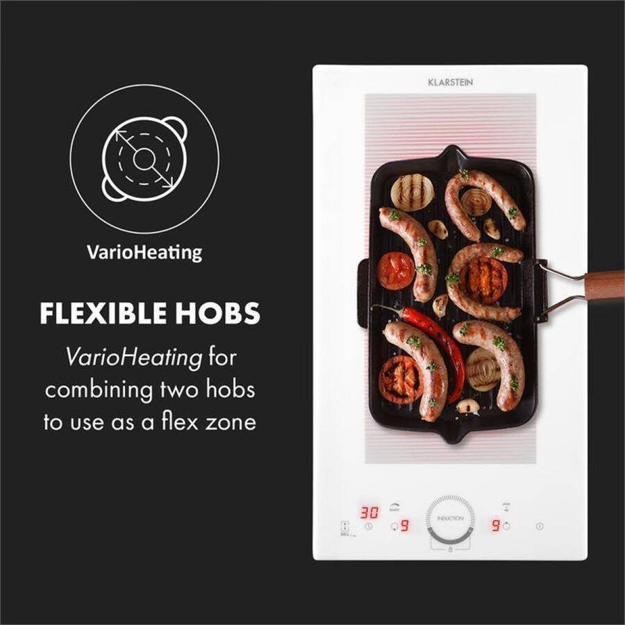 Klarstein Inductiekookplaat Delicatessa Slim Domino 3500W Inclusief Timer Minimaal Energieverbruik Meerdere Beveiligingen glaskeramisch Oppervlak Kinderbeveiliging Krachtig ThermoBoost Functie Gemakkelijke Bediening Wit