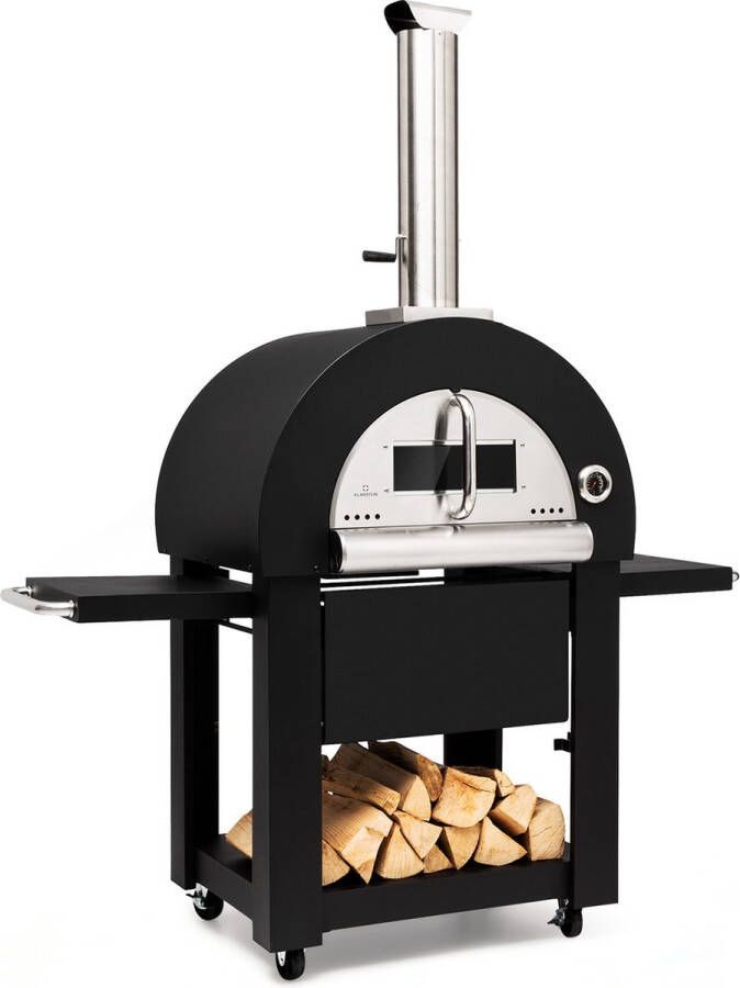 Klarstein Diavolo Napoletana pizzaoven houtskooloven voor buiten pizzasteen thermometer temperatuur tot 500 °C wieltjes - Foto 1