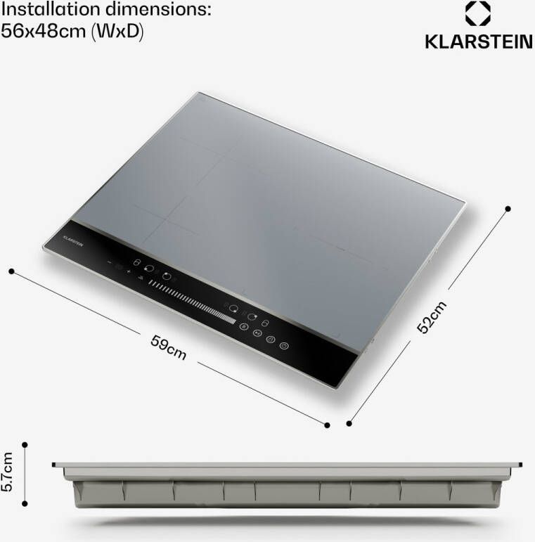 Klarstein DualTone Hybrid inductiekookplaat Flexzone zilver - Foto 2